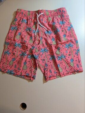 Brisira Boys 8Y Coral Pineapple Print Swim Trunks NWT